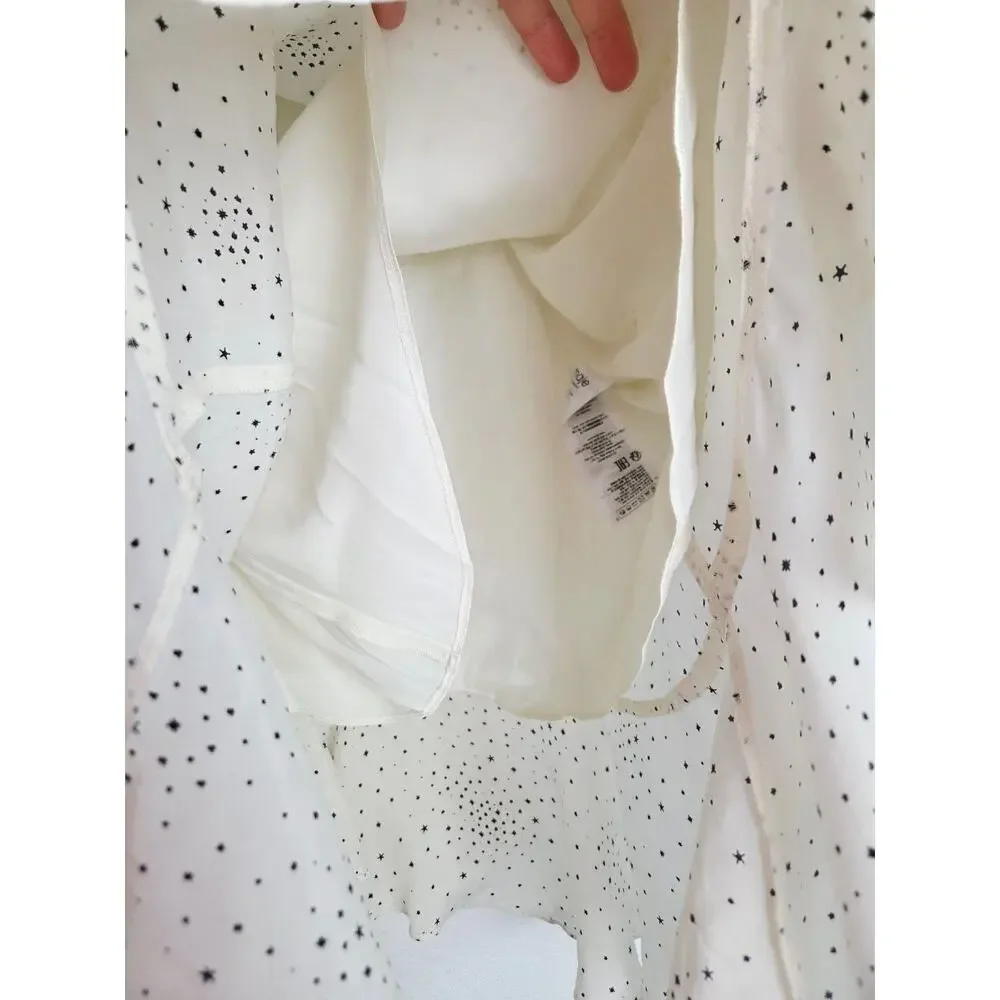 Maje Reto Dress 4 Small FR 36 Ecru Ivory Star Print Asymmetrical Midi NWT - Picture 9 of 16